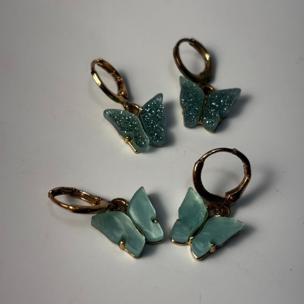 Earring Lot‎ Butterfly Blue Sparkly